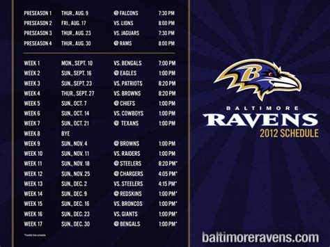 baltimore ravens football schedule 2012